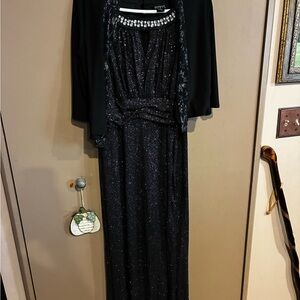Enfocus Studio Black and Silver Glitter Maxi Dress